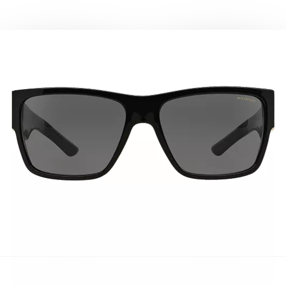 Versace Black/Grey Rectangular Polarized Sunglass… - image 2